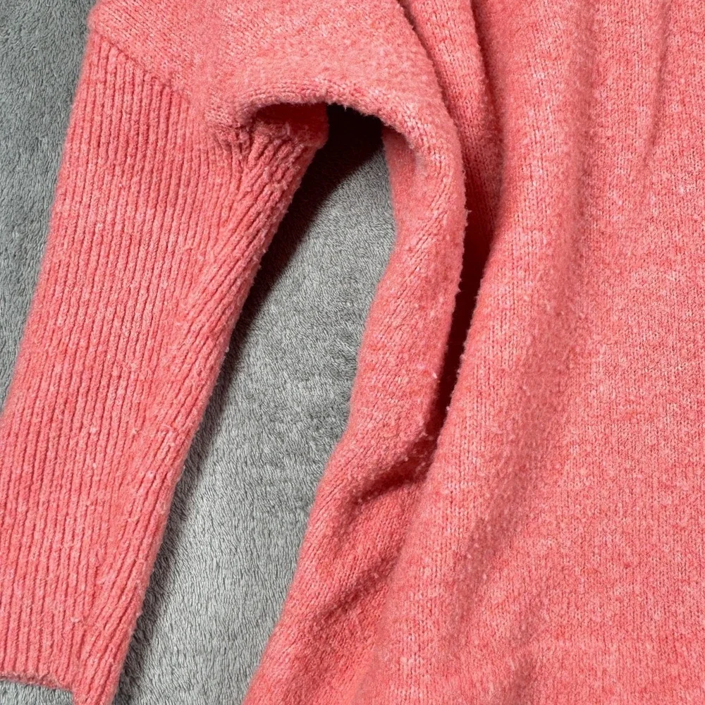 Anthropologie XS Coral‎ Pink Open Front Cardigan Shawl Collar Textured Knit